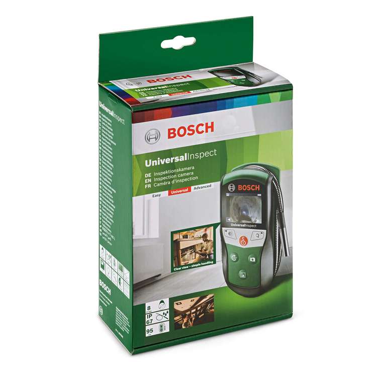 Bosch DIY UniversalInspect Inspektionskamera für farbigen Bildaufnahmen & flexiblem 0,95m Kabel