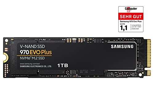 Samsung 970 EVO Plus M.2 NVMe SSD (MZ-V7S1T0BW), 1 TB, PCIe 3.0, 3.500 MB/s Lesen, 3.200 MB/s Schreiben