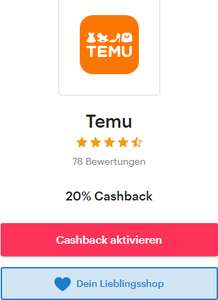 Temu Cashback über Shoop.de -20% auf alles / bis zu -75% für Shoop.de Neukunden
