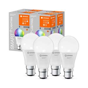 4x Ledvance Smarte LED-Lampe mit WiFi Technologie, Sockel B22d, Dimmbar, Lichtfarbe änderbar (2700-6500K), RGB