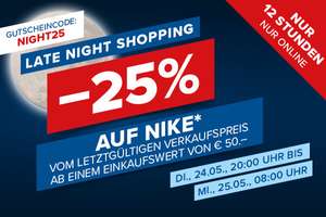 Hervis: 25% Rabatt auf Nike Produkte ab 50€ Bestellwert