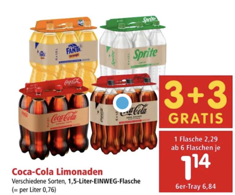 (Spar / InterSpar) 3+3 GRATIS - Coca-Cola, Fanta, Sprite, Almdudler, Spezi