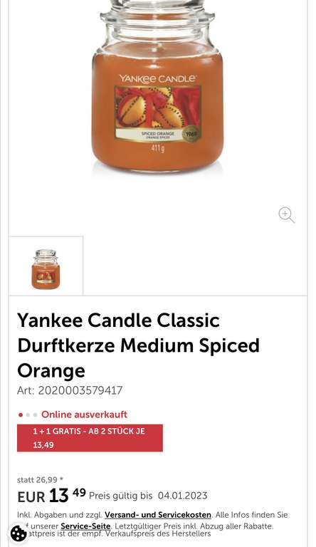 Interspar / 1+1 gratis Yankee Candles (411g)