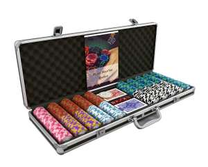 Bullets Playing Cards - Pokerkoffer Carmela - Pokerset mit 500 Clay Pokerchips