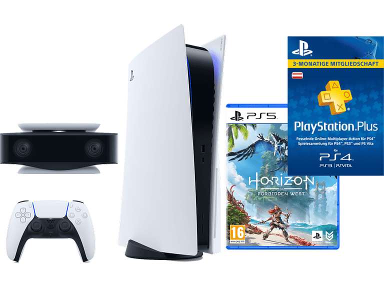 SONY PlayStation5 + PlayStation Plus 90 TAGE + PS5 HD-Kamera + Horizon Forbidden West