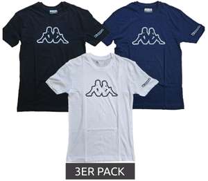 Kappa Herren 100% Baumwoll T-Shirts 3er Pack für 18€, 6er Pack für 36€ in Blau, Schwarz oder Weiß / Größe M-XXL