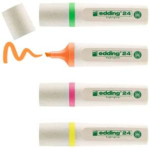 edding 24 EcoLine Textmarker - 4er-Set - gelb,orange,pink,grün - Keilspitze 2-5mm
