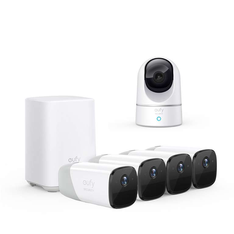 eufyCam 2 Pro 4+1 Kit - 4-Kameraset mit HomeBase 2 + gratis eufy Solo IndoorCam Pan & Tilt