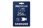 Samsung PRO Ultimate microSD Speicherkarte mit Kartenleser, 256 GB, UHS-I U3, 200 MB/s Lesen, 130 MB/s Schreiben