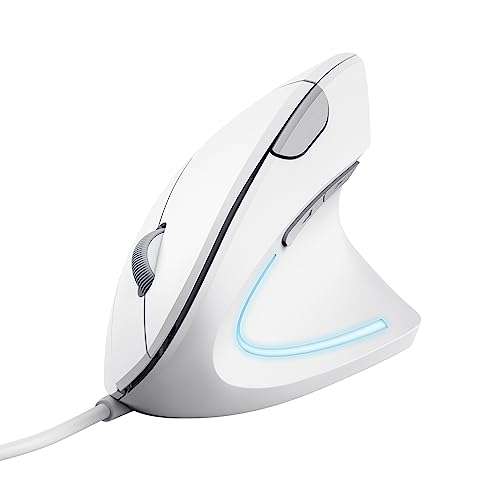 Trust Verto Vertikale Maus, 1000/1600 DPI, LED-Beleuchtung, Ergonomische PC Maus mit Kabel für Rechtshänder