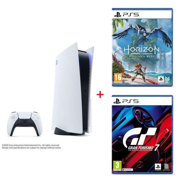 PlayStation 5 (Disc) + Horizon Forbidden West + Grand Turismo 7