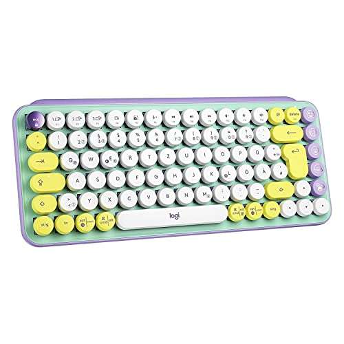 Logitech POP Keys Mechanische kabellose Tastatur mit anpassbaren Emoji-Tasten, Kompaktes Design, Bluetooth- oder USB-Verbindung, QWERTZ