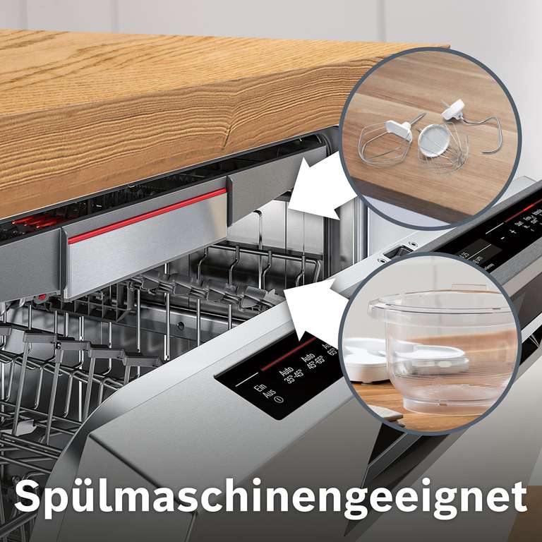Küchenmaschine 3,8 Tritan-Schüssel Bosch Planetenrührwerk, - L, Knethaken, Schlagbesen, MUMS2TW00 700W mit Preisjäger Rührbesen