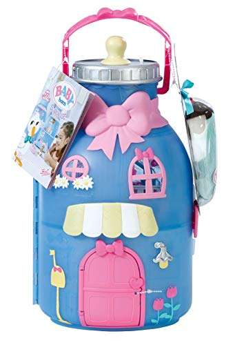 Zapf Creation 904145 BABY born Surprise Spielset Flasche - 2-stöckiges Spielhaus mit exklusivem Baby mit Farbwechselfunktion