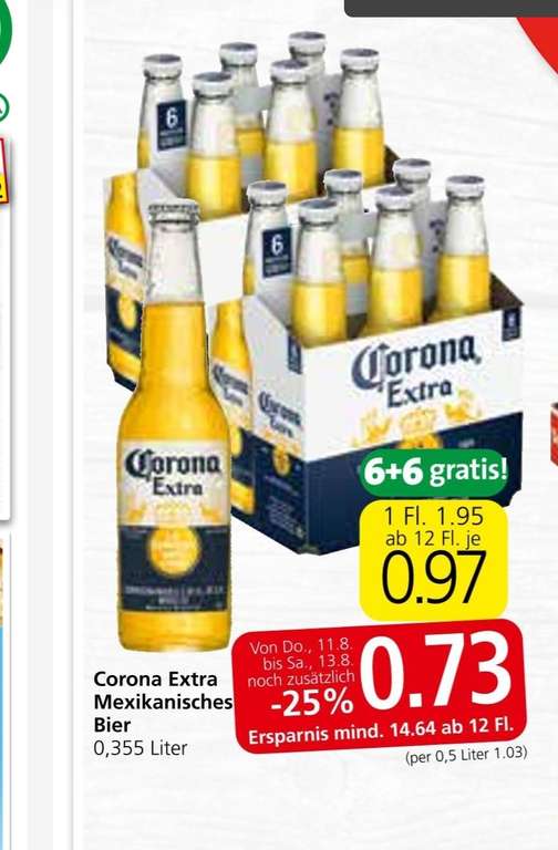 Corona Bier ab 12 Flaschen 0,73€