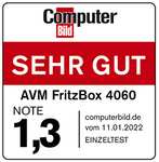 AVM FRITZ!Box 4060 (Wi-Fi 6 Mesh Router, bis zu 4.800 MBit/s (5 GHz) & 1.200 MBit/s (2,4 GHz)