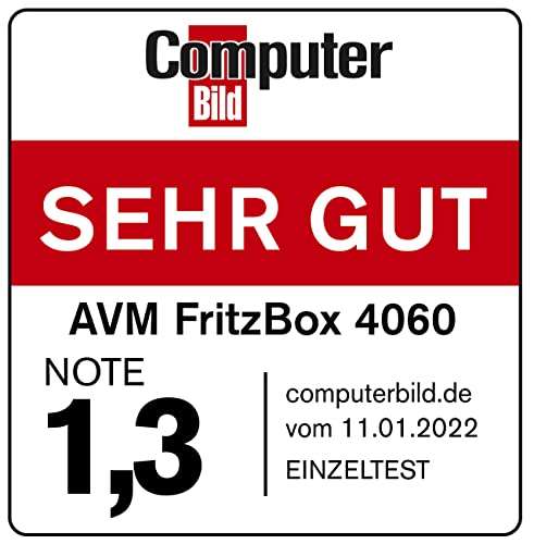 AVM FRITZ!Box 4060 (Wi-Fi 6 Mesh Router, bis zu 4.800 MBit/s (5 GHz) & 1.200 MBit/s (2,4 GHz)