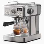 HiBREW H10A Halbautomatische Espressomaschine, 19 Bar, einstellbare Temperatur und Tassenvolumen, Dampfrohr für Milchaufschäumer