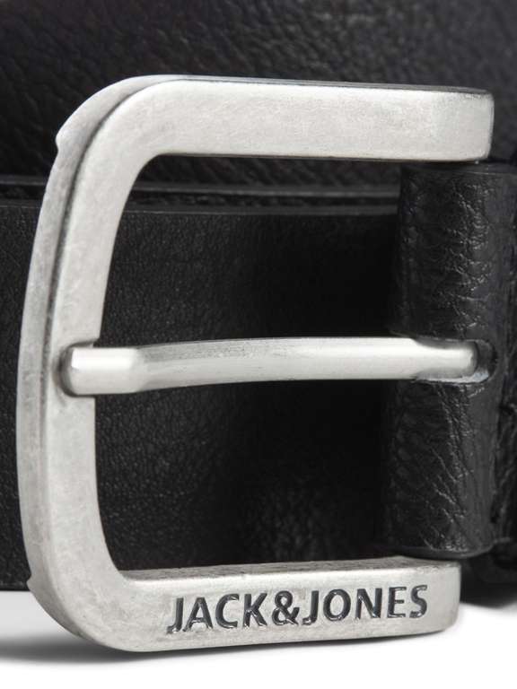 2er Pack JACK & JONES Herren Ledergürtel JACHARRY Belt Leder Optik Gürtel mit Logo Metall Schnalle / Größe 80, 90 & 95