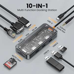 [Aliexpress] Asometech 10-in-1 USB-C Dock Hub HDMI Ethernet 4K 5GB Power Delivery 100W Adapter MacBook