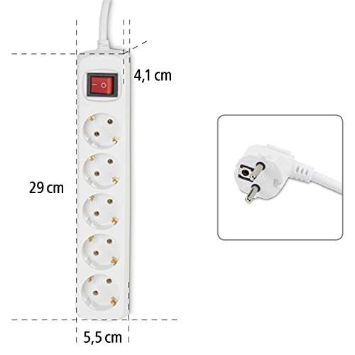 Hama Steckdosenleiste mit Schalter (5-fach, 1.4m, weiß)