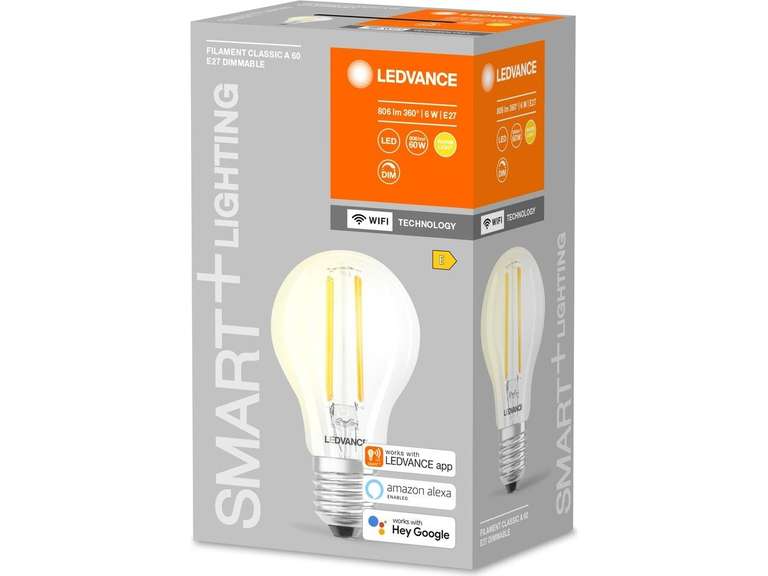 12x Ledvance LED-Lampe Smart+ Filament WiFi Classic A 60 | 6 W | E27 | dimmbar