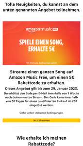 Amazon Lotterie: Amazon Music streamen (ohne Prime!), € 5 ab € 20 Gutschein erhalten