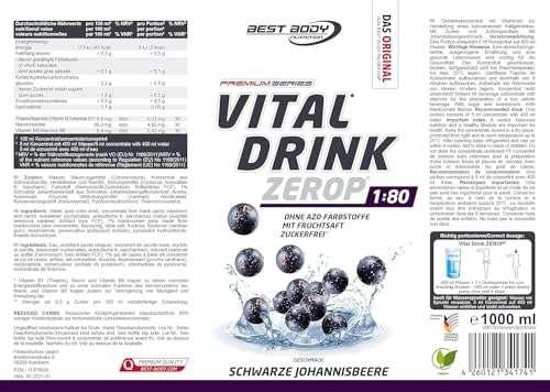 Best Body Nutrition Vital Drink ZEROP - schwarze Johannisbeere 1000ml