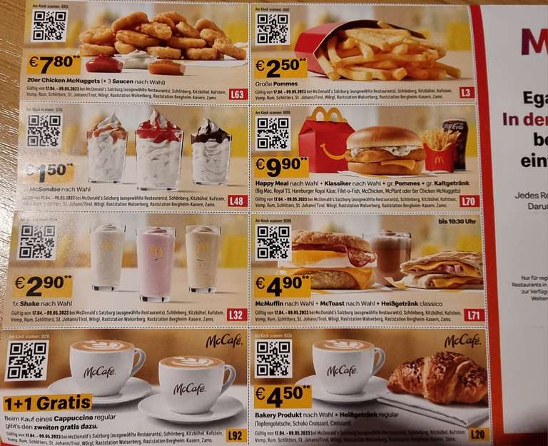 McDonald's Gutscheine von 17.04 - 09.05 (in Salzburg & Tirol)