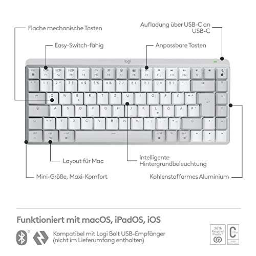 Logitech MX Mechanical Mini for Mac, hellgrau oder dunkelgrau