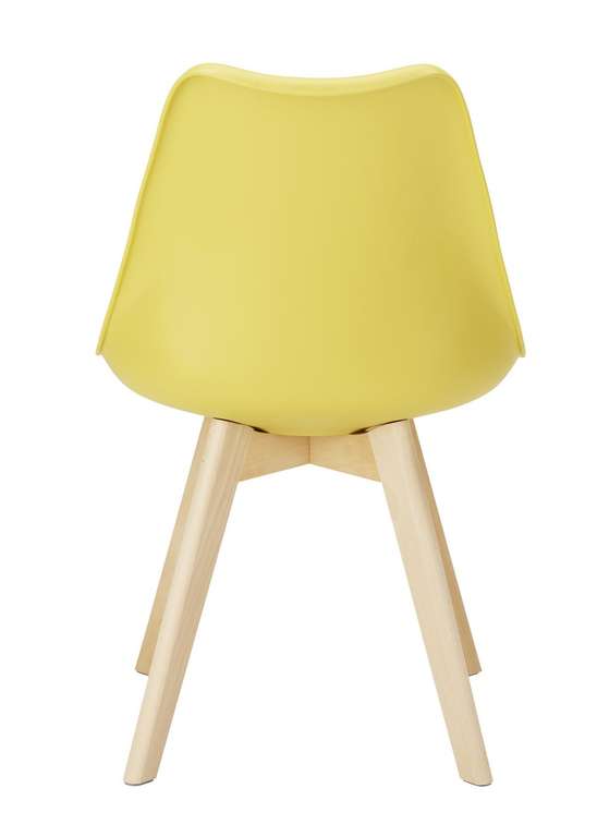Schalenstuhl "Judy", Leder- look, gelb, Echtholz Beine 27,89€ ( 2 Stück für 37,79€)