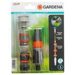 Gardena 18291-20 Grundausstattung für 13 mm (1/2 Zoll)- und 15 mm (5/8 Zoll)-Schläuche, Wasserhahnanschluss mit Reinigungsspritze