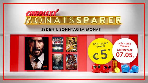 Cineplexx Monatssparer jeden 1. Sonntag im Monat - Ticket nur 5€