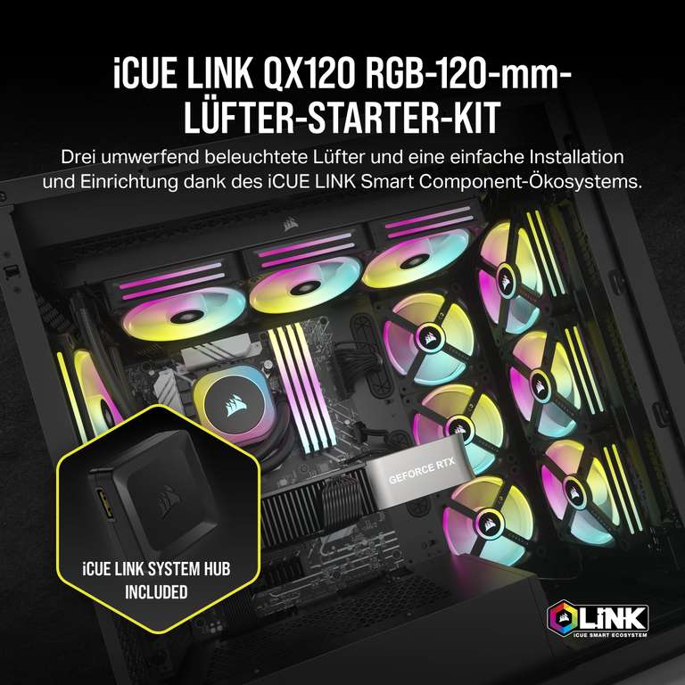 Corsair iCUE LINK QX120 RGB 120mm Magnetic Dome RGB Fans