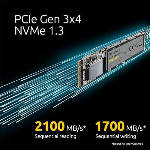 Intenso 500GB M.2 SSD PCIe Premium, bis zu 2100 MB/s, Festkörper-Laufwerk