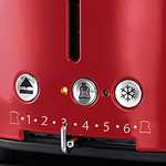 Russell Hobbs Toaster [für 2 Scheiben] Retro Edelstahl Rot (Countdown-Anzeige im Retrodesign, inkl. Brötchenaufsatz, 6 Bräunungsstufen)