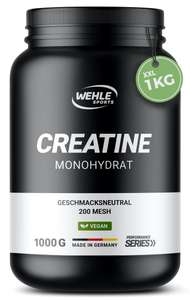 WehleSports: Creatin Monohydrat 1kg Pulver reines Kreatin mikronisierter Qualität Mesh 200
