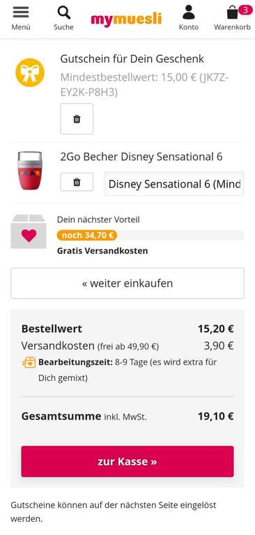 Gratis Disney oder Spider-Man Becher im Wert von 15.90€ für Neukunden Gratis ab einen bestellwert von 15.00