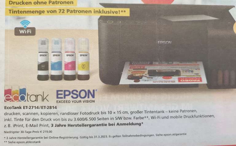 EPSON EcoTank ET-2814 Multifunktionsdrucker (mit Jö Gutschein)