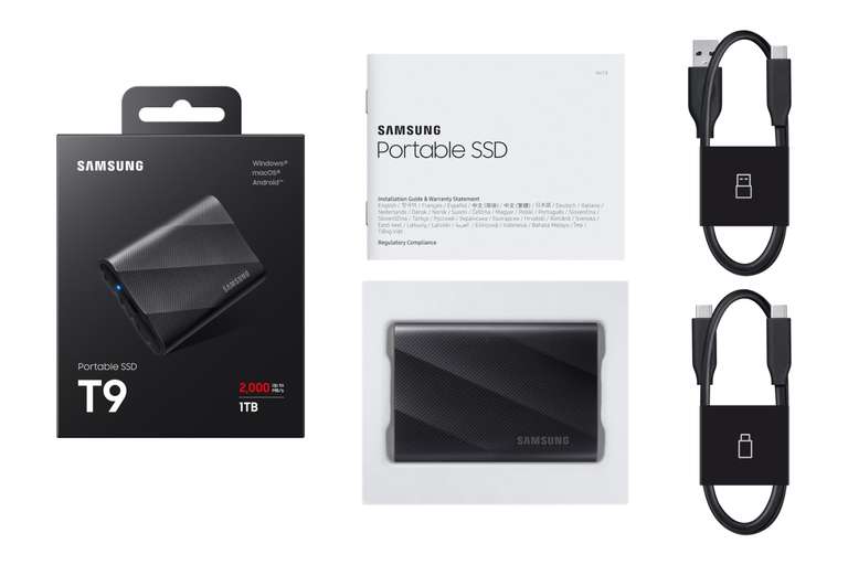 Samsung Portable SSD T9, 1 TB, 2.000 MB/s Lesen, 2.000 MB/s