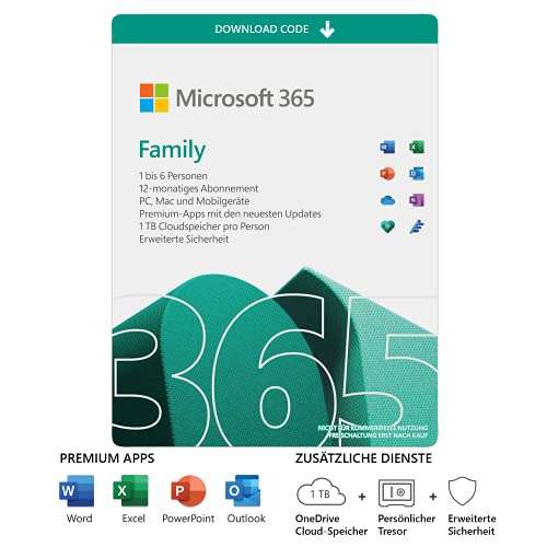 Microsoft Office 365 Family, 1 Jahr, ESD (deutsch) (PC/MAC)