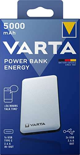 Varta "Energy 5000+" Power Bank inkl Ladekabel - 5000mAh (oder 10000mAh / 15000mAh)