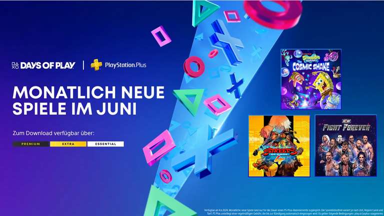 PlayStation Plus Essential Juni 24: "AEW Fight Forever", "SpongeBob Squarepants: The Cosmic Shake" (PS4, PS5) und "Streets of Rage 4" (PS4)