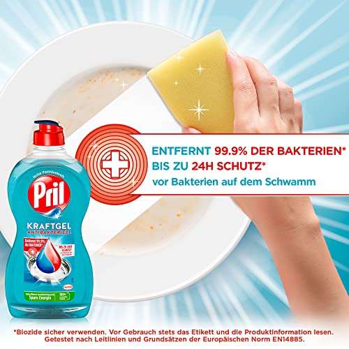Pril 5+ Kraft-Gel Antibakteriell und Zitrone, Handgeschirrspülmittel flüssig, 450 ml