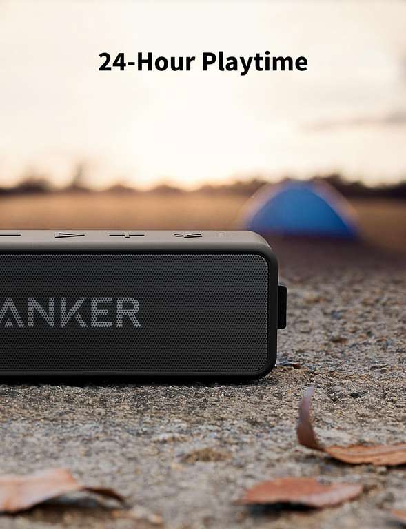 Anker SoundCore 2 Bluetooth Lautsprecher, Fantastischer Sound, Enormer mit Dualen Bass-Treibern, 24h Akku, Verbesserter IPX7 Wasserschutz