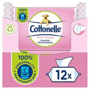 12x Cottonelle Feuchtes Toilettenpapier, Sensitive Pflegend