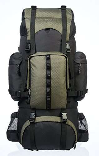 Amazon Basics - Wanderrucksack mit Innengestell und Regenschutz, 65 L, Grün