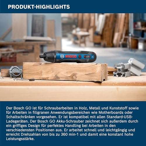 Bosch Professional Akkuschrauber Bosch GO (inkl. 25-tlg. Bit-Set, USB-Ladekabel, Ohne Ladekabeladapter, L-BOXX Mini) - Amazon Exclusive Set