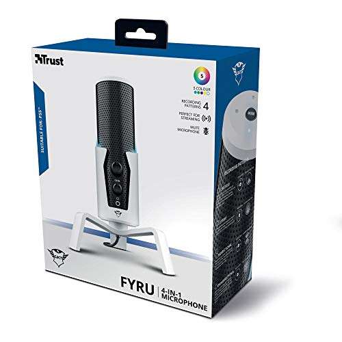 Trust Gaming GXT 258W Fyru 4-in-1 Streaming Mikrofon für Playstation 5, 4 Aufnahmecharakteristika, LED-Beleuchtung