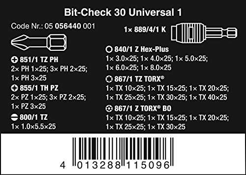 Wera Bit-Check 30 Universal 1 Bitset, 30-tlg.